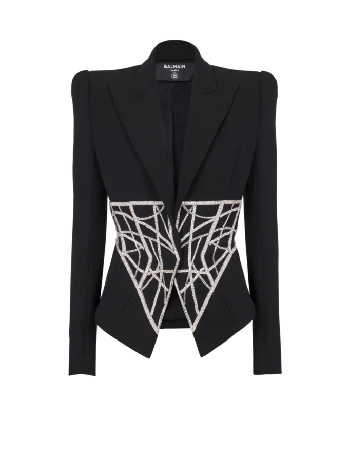 Embroidered slim-fit grain de poudre jacket Embroidered slim-fit grain de poudre jacket