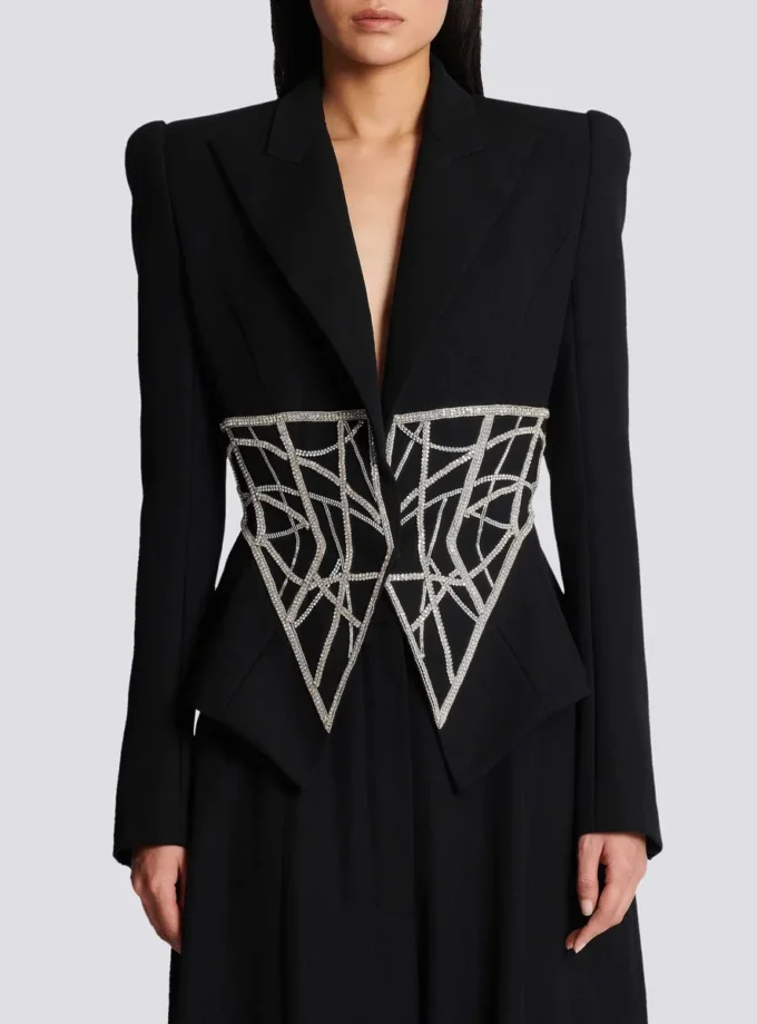 Embroidered slim-fit grain de poudre jacket Embroidered slim-fit grain de poudre jacket