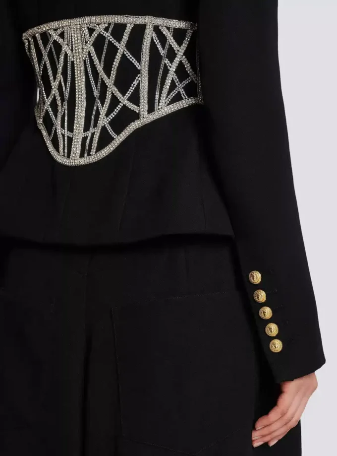 Embroidered slim-fit grain de poudre jacket Embroidered slim-fit grain de poudre jacket