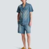 Faded denim shorts