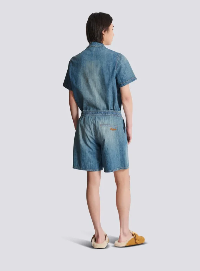 Faded denim shorts