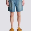 Faded denim shorts