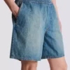 Faded denim shorts