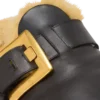 Flat leather and faux fur mules Flat leather and faux fur mules