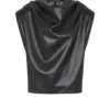 Faux leather draped top Faux leather draped top