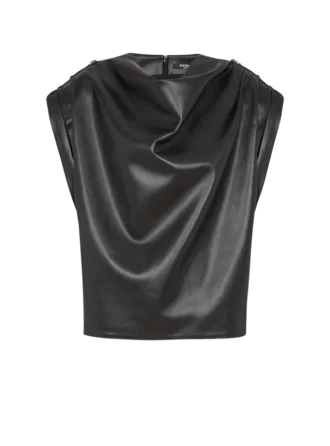 Faux leather draped top