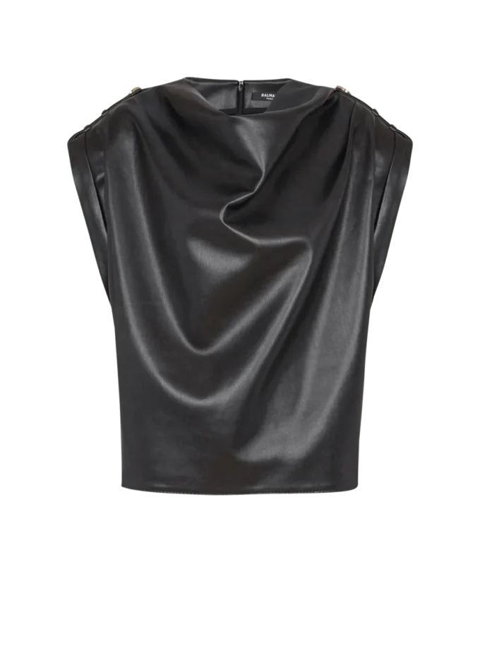 Faux leather draped top Faux leather draped top