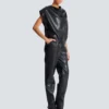 Faux leather draped top Faux leather draped top