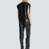 Faux leather draped top Faux leather draped top