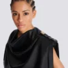 Faux leather draped top Faux leather draped top