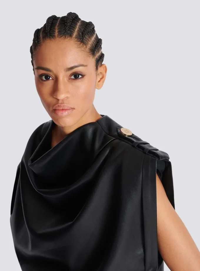 Faux leather draped top Faux leather draped top