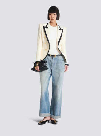 Fitted two-tone basketweave jacket Fitted two-tone basketweave jacket