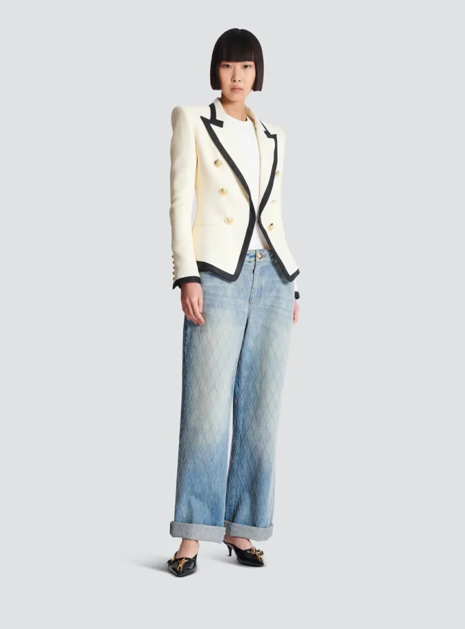 Fitted two-tone basketweave jacket Fitted two-tone basketweave jacket
