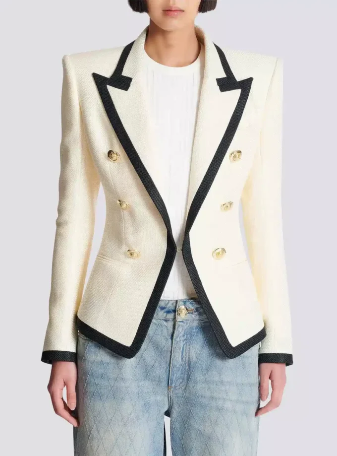 Fitted two-tone basketweave jacket Fitted two-tone basketweave jacket