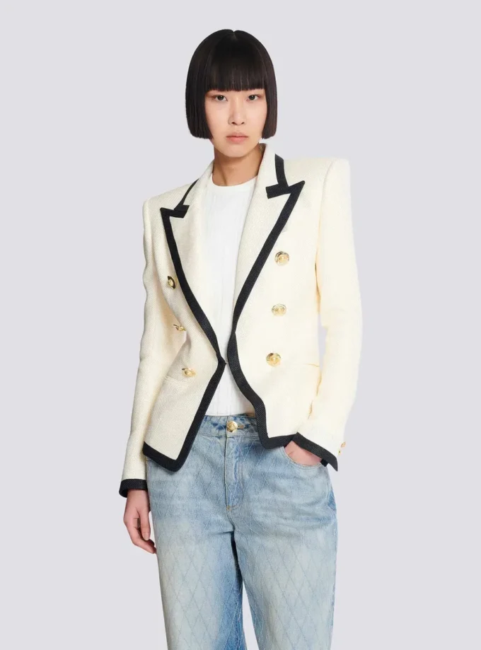 Fitted two-tone basketweave jacket Fitted two-tone basketweave jacket