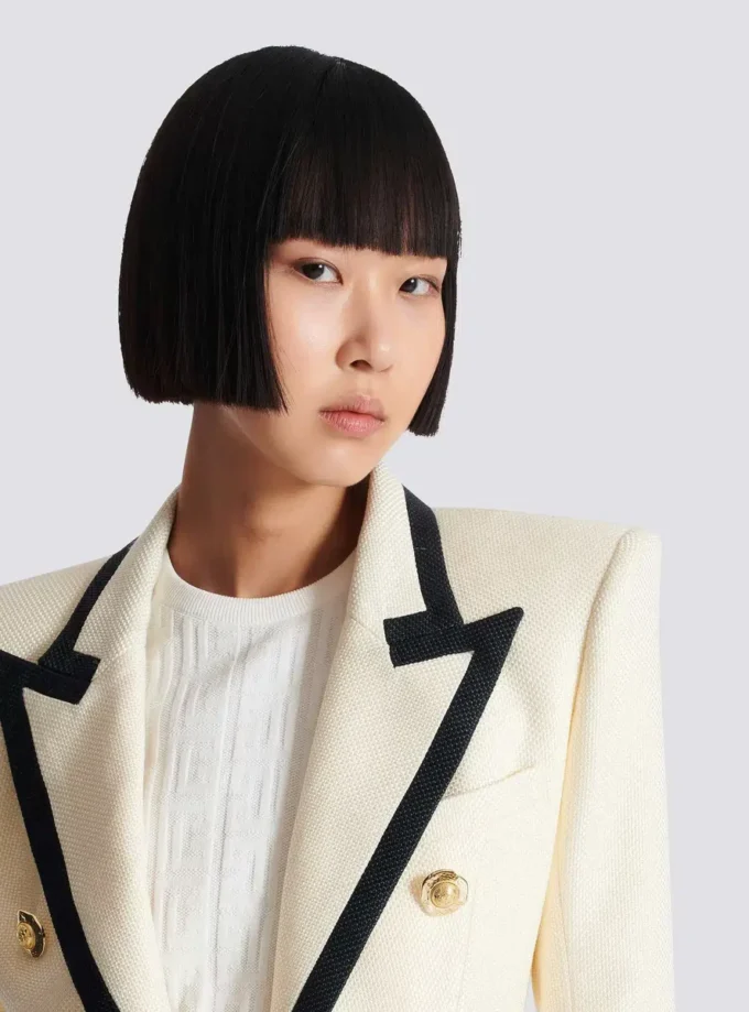 Fitted two-tone basketweave jacket Fitted two-tone basketweave jacket