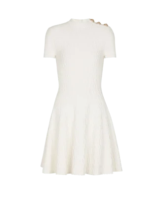 Flared crocodile-knit dress
