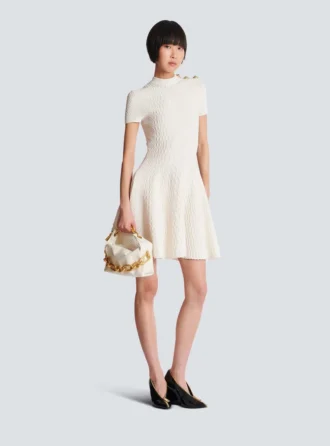 Flared crocodile-knit dress