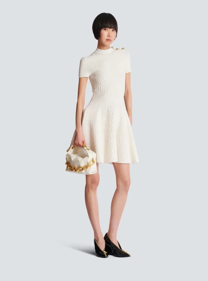 Flared crocodile-knit dress Flared crocodile-knit dress