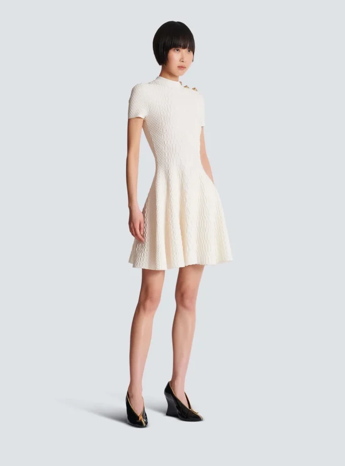 Flared crocodile-knit dress Flared crocodile-knit dress