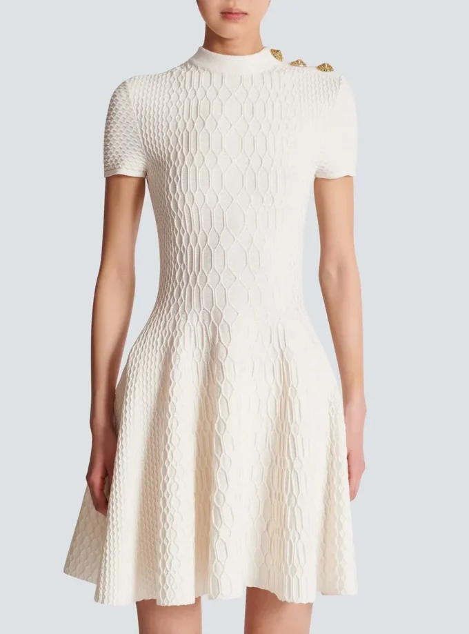 Flared crocodile-knit dress Flared crocodile-knit dress