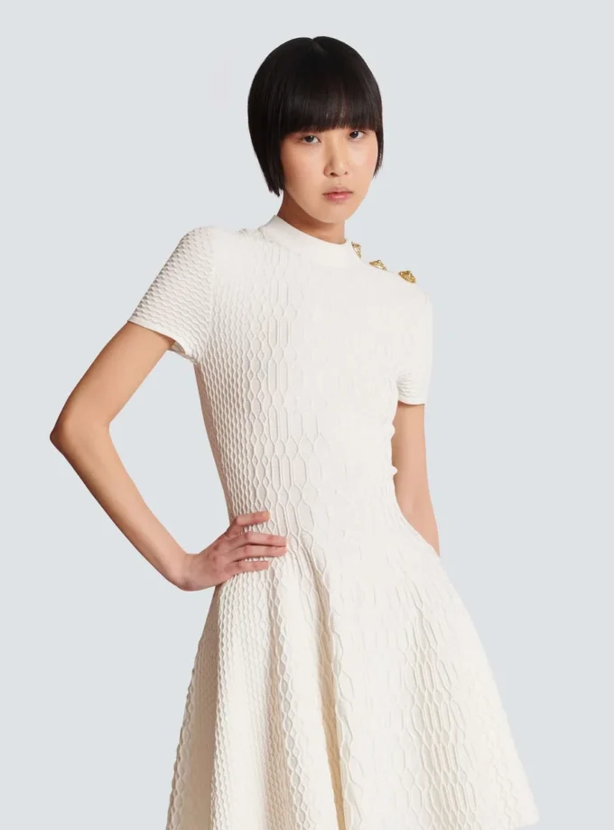 Flared crocodile-knit dress Flared crocodile-knit dress