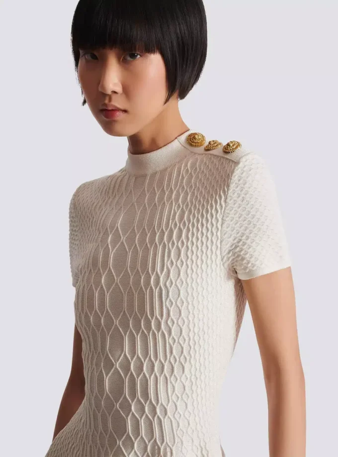 Flared crocodile-knit dress Flared crocodile-knit dress