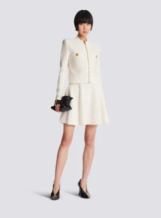 Flared crocodile-knit skirt