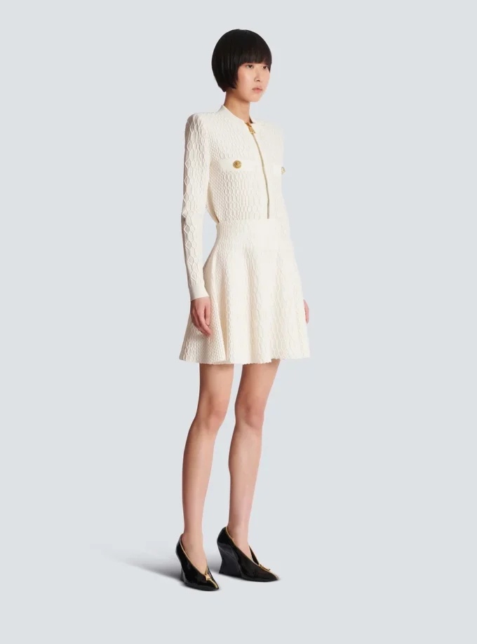 Flared crocodile-knit skirt Flared crocodile-knit skirt