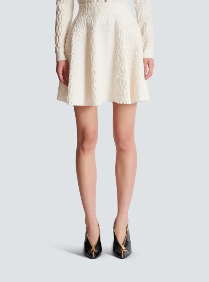 Flared crocodile-knit skirt Flared crocodile-knit skirt
