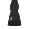Flared grain de poudre dress with belt detail