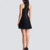 Flared grain de poudre dress with belt detail