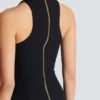 Flared grain de poudre dress with belt detail