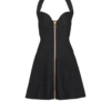 Flared halterneck dress in crocodile knit