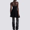 Flared halterneck dress in crocodile knit