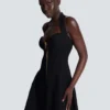 Flared halterneck dress in crocodile knit