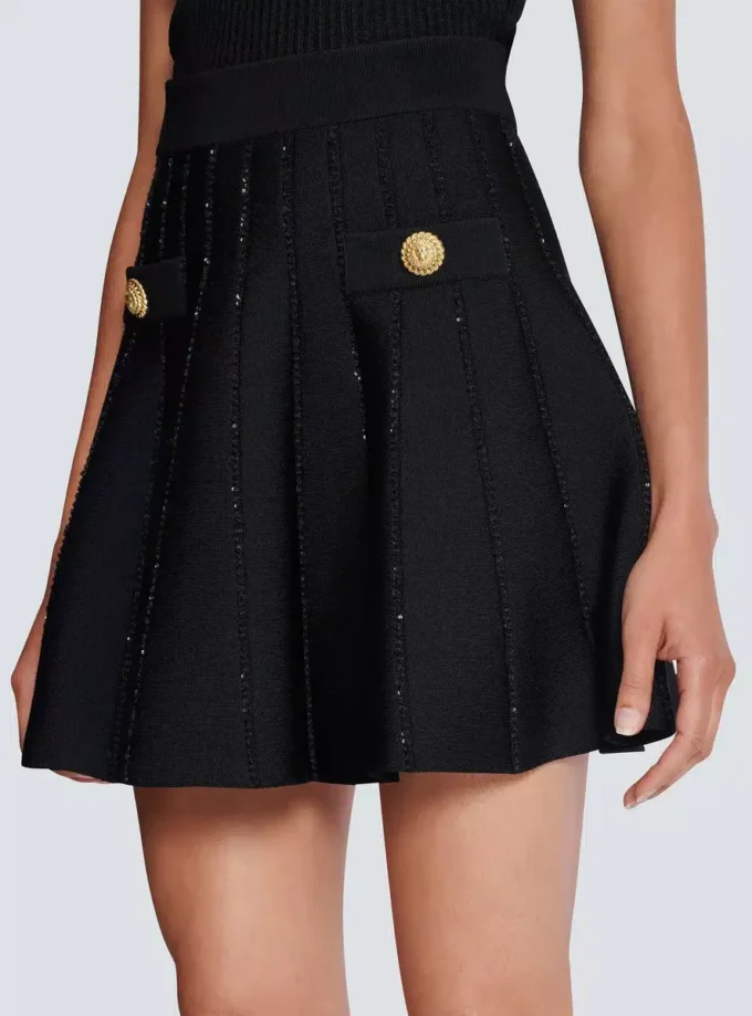 Flared knit skirt with sparkly stripes Flared knit skirt with sparkly stripes