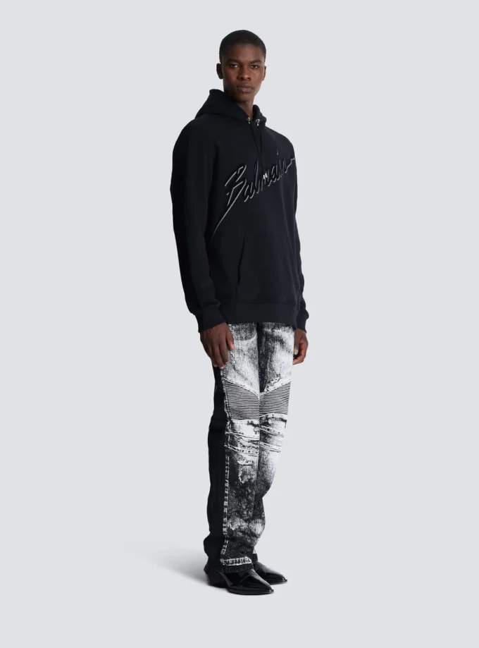 Flocked Balmain Letter hoodie