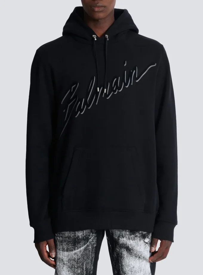 Flocked Balmain Letter hoodie