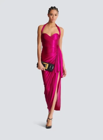 Flowing draped interlock jersey dress