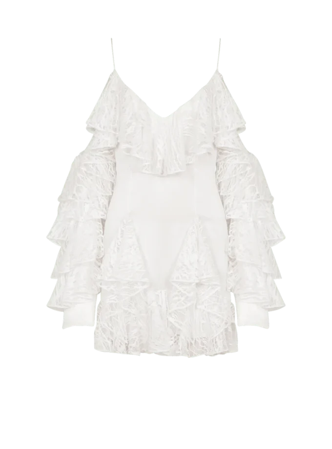 Flowing dress with lace ruffles Flowing dress with lace ruffles