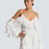 Flowing dress with lace ruffles Flowing dress with lace ruffles