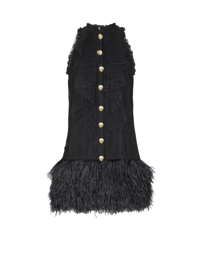 Flowing lace and feather dress Flowing lace and feather dress