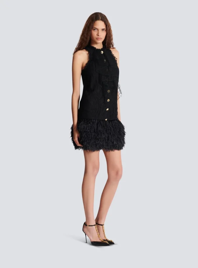 Flowing lace and feather dress Flowing lace and feather dress