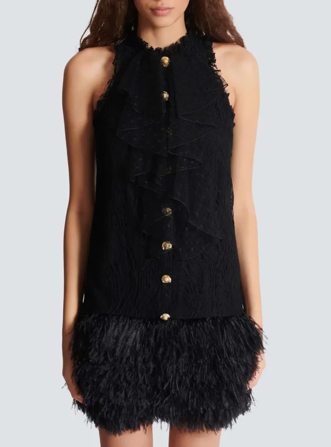 Flowing lace and feather dress Flowing lace and feather dress