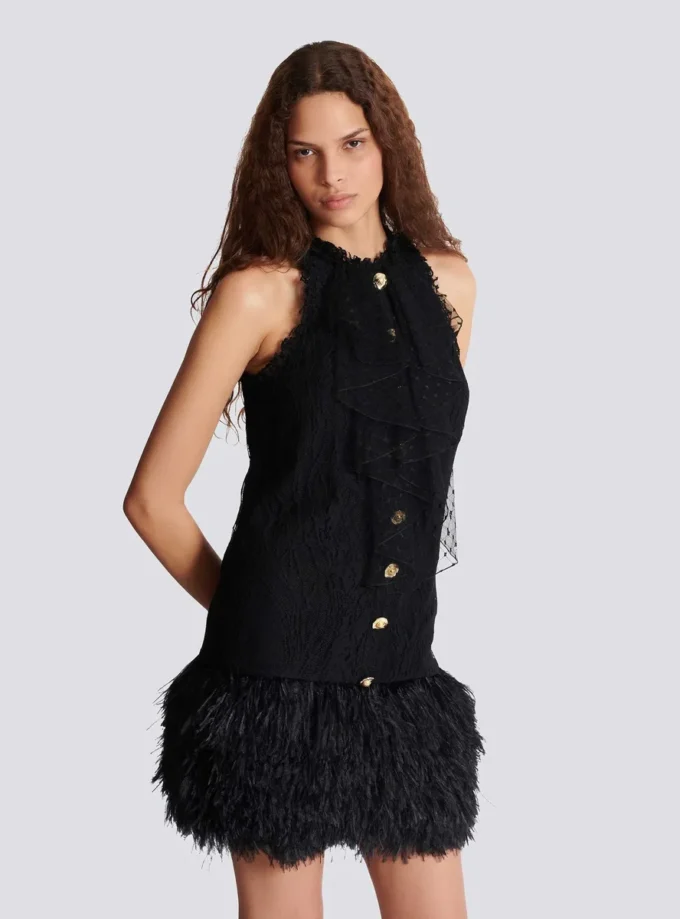 Flowing lace and feather dress Flowing lace and feather dress