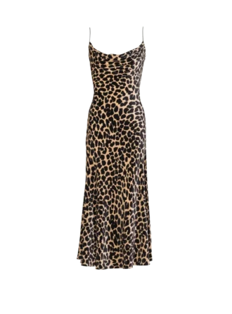 Flowing leopard print velvet dress