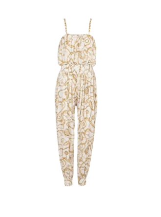 Flowing printed jumpsuit with Balmain Chains pattern