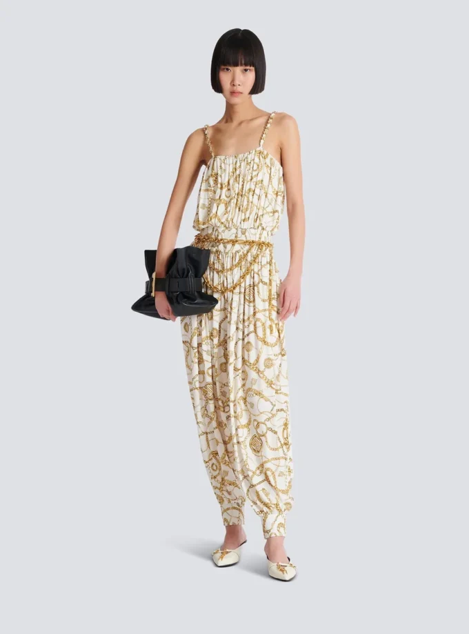 Flowing printed jumpsuit with Balmain Chains pattern Flowing printed jumpsuit with Balmain Chains pattern