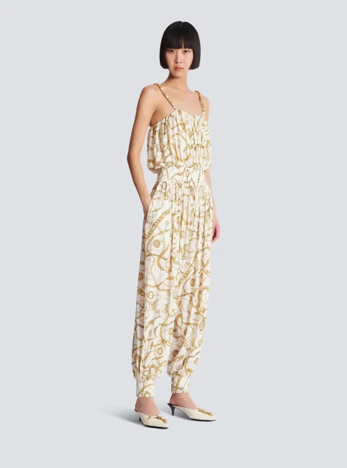 Flowing printed jumpsuit with Balmain Chains pattern Flowing printed jumpsuit with Balmain Chains pattern
